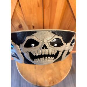Vtg Halloween Easter Unlimited Hard Plastic Skull Skeleton 11" Candy Dish Bowl R